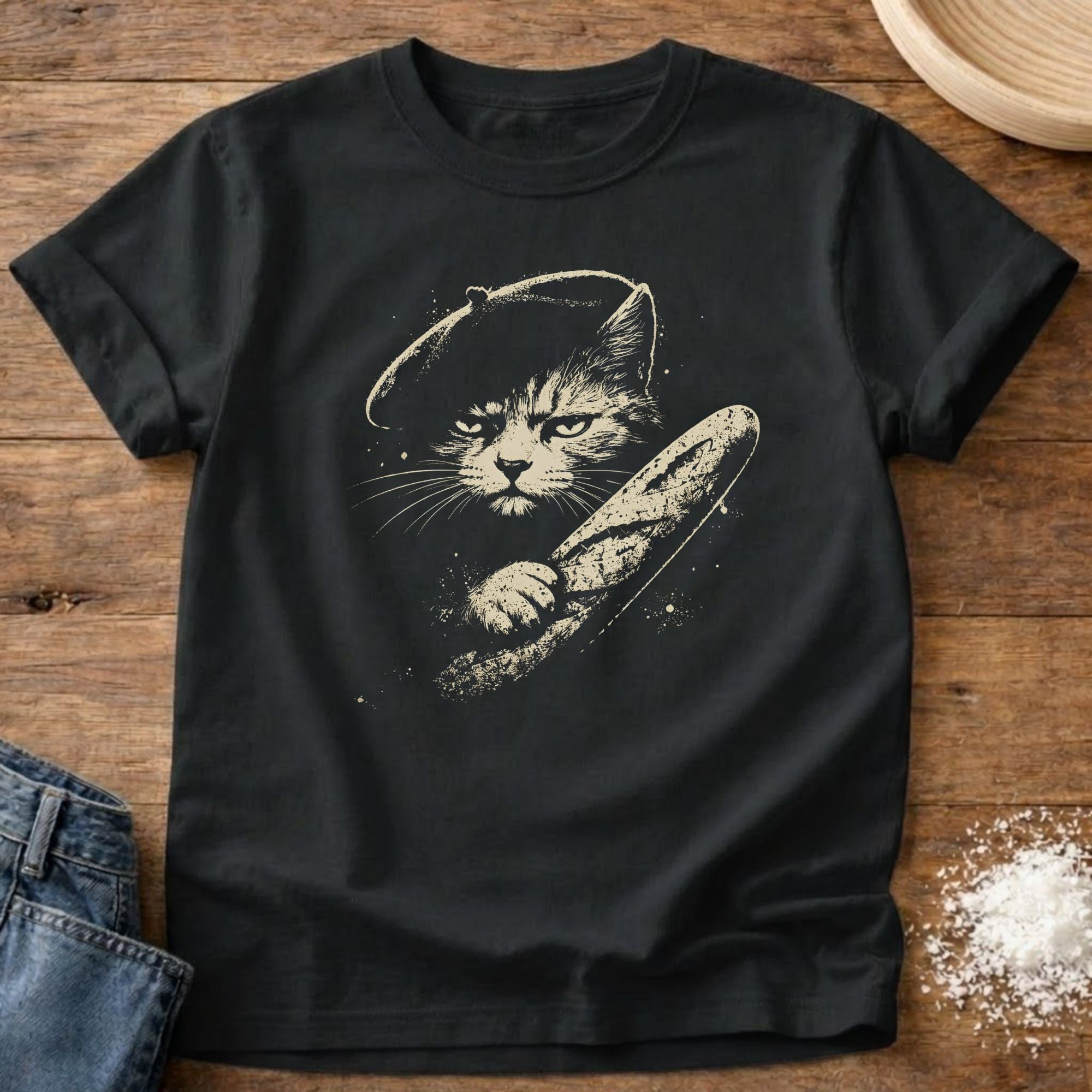 French Cat Baguette T-Shirt