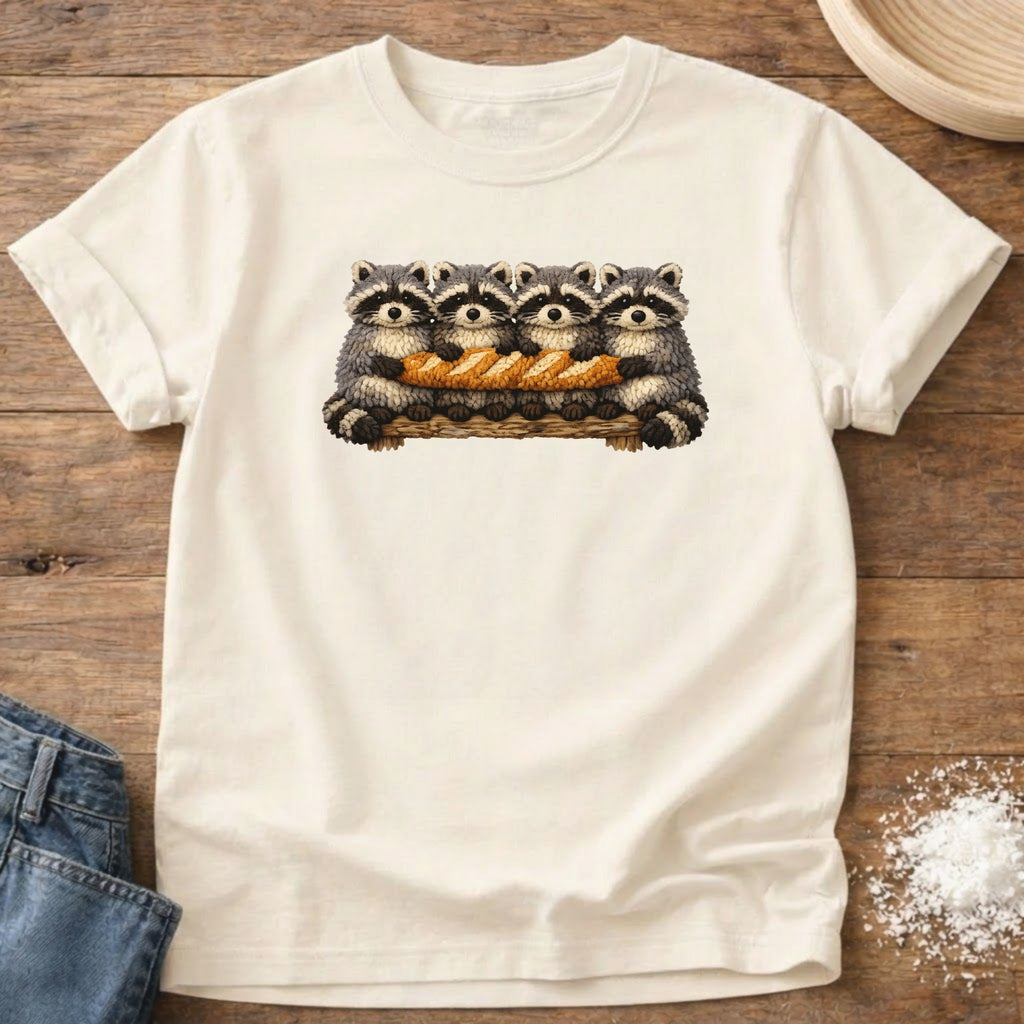 Raccoon Baguette T-Shirt - Faux Yarn 3D Illusion Graphic