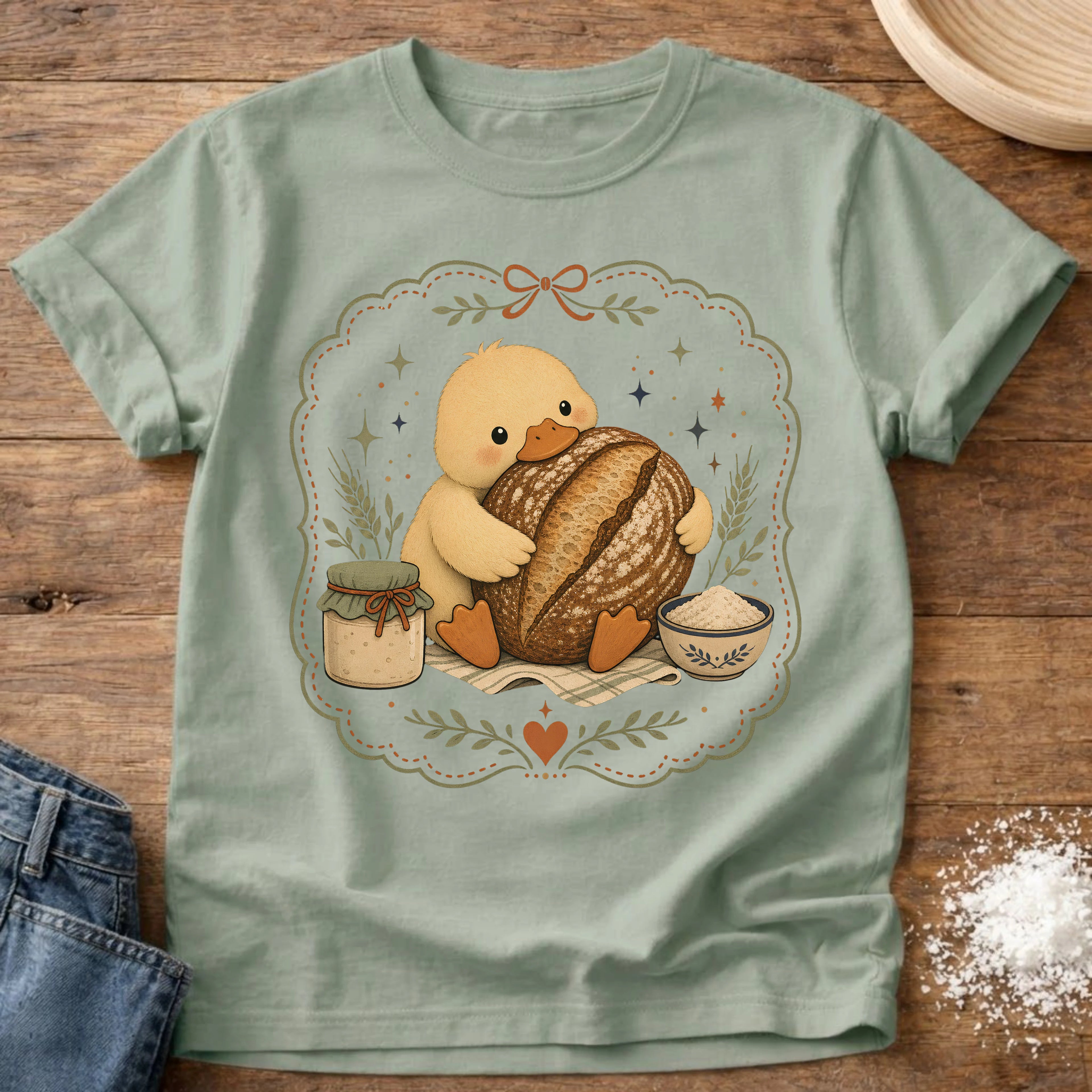 Knead More Fun Adorable Duckling with Boule t-shirt in Bay