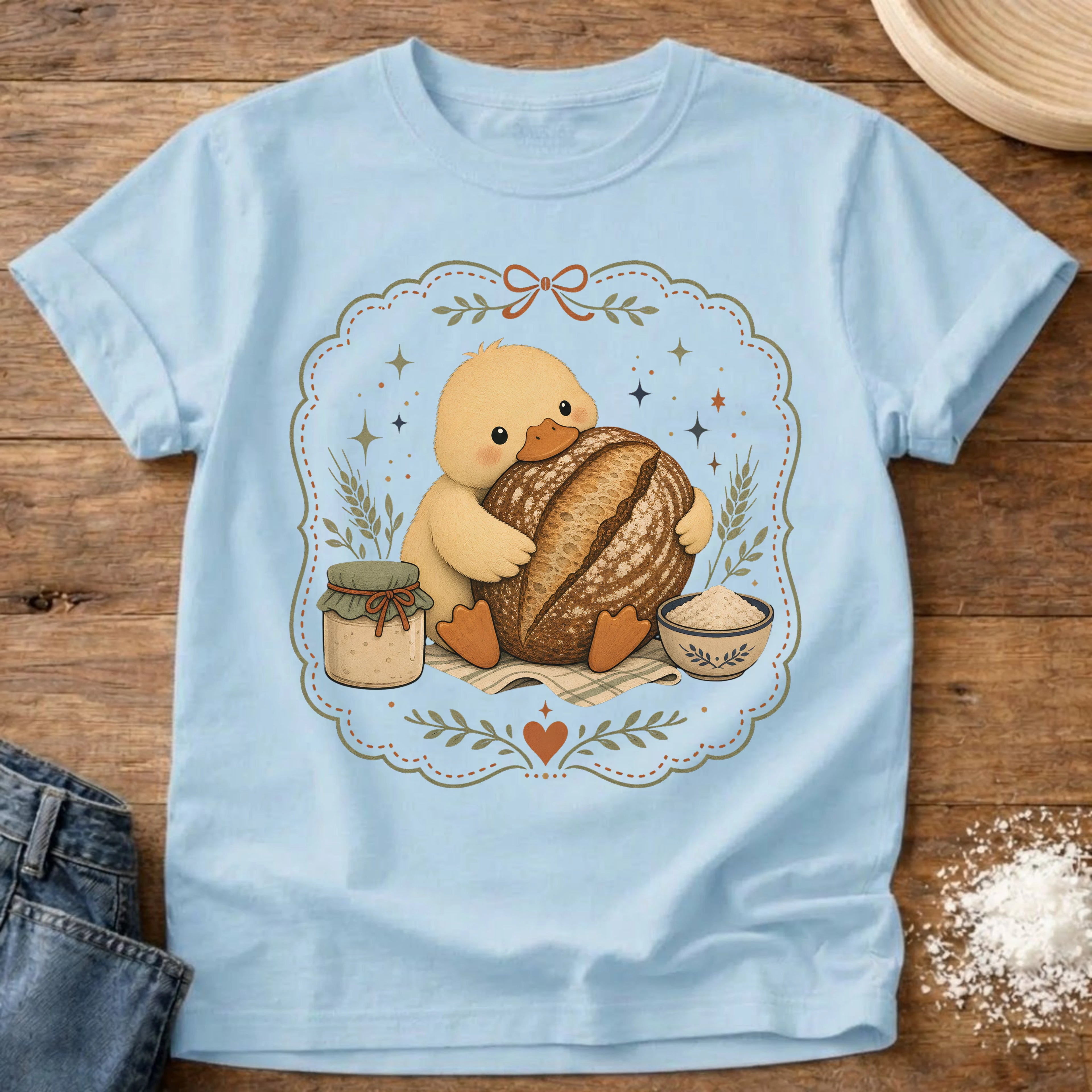 Knead More Fun Adorable Duckling with Boule t-shirt in Chambray