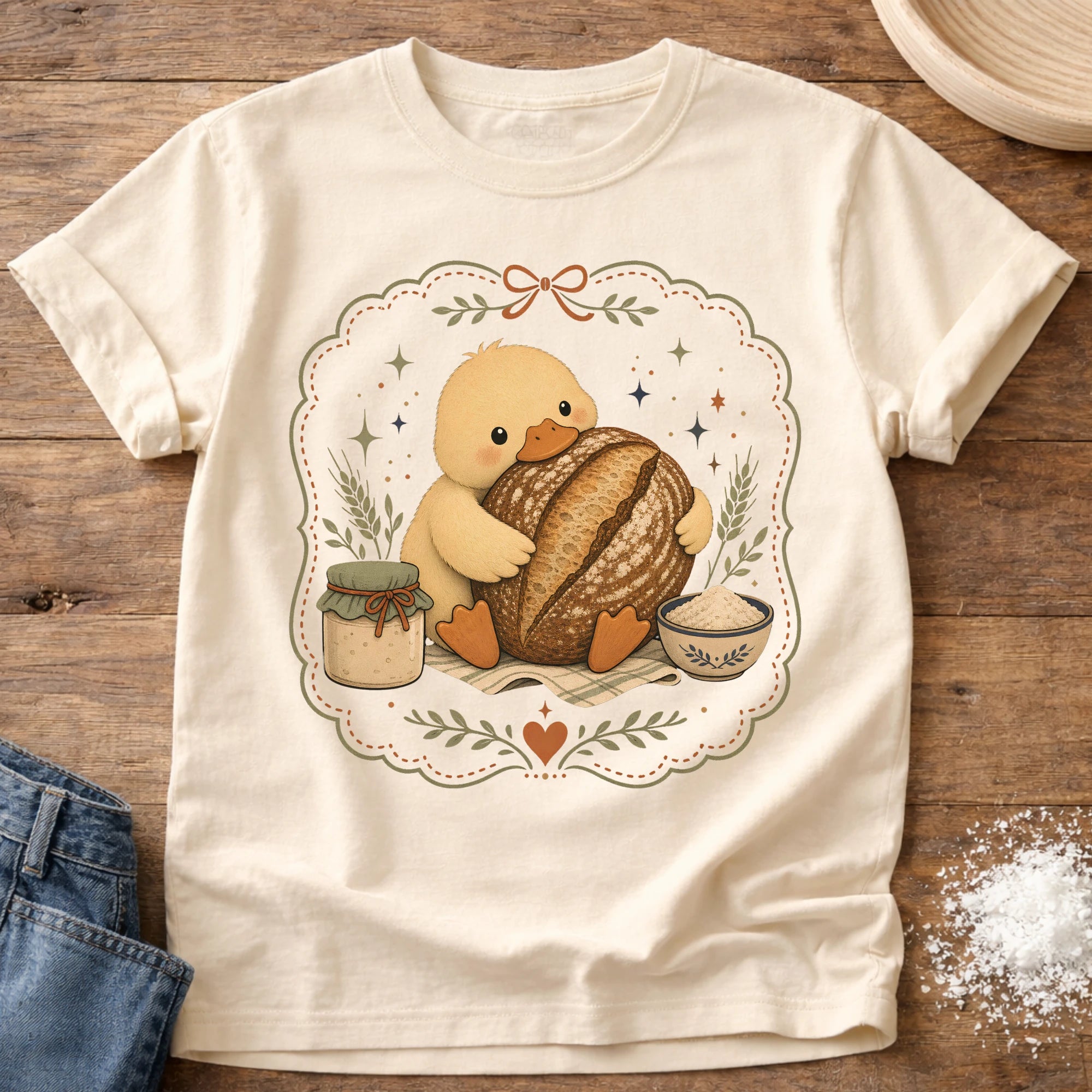 Knead More Fun Adorable Duckling with Boule t-shirt in Ivory