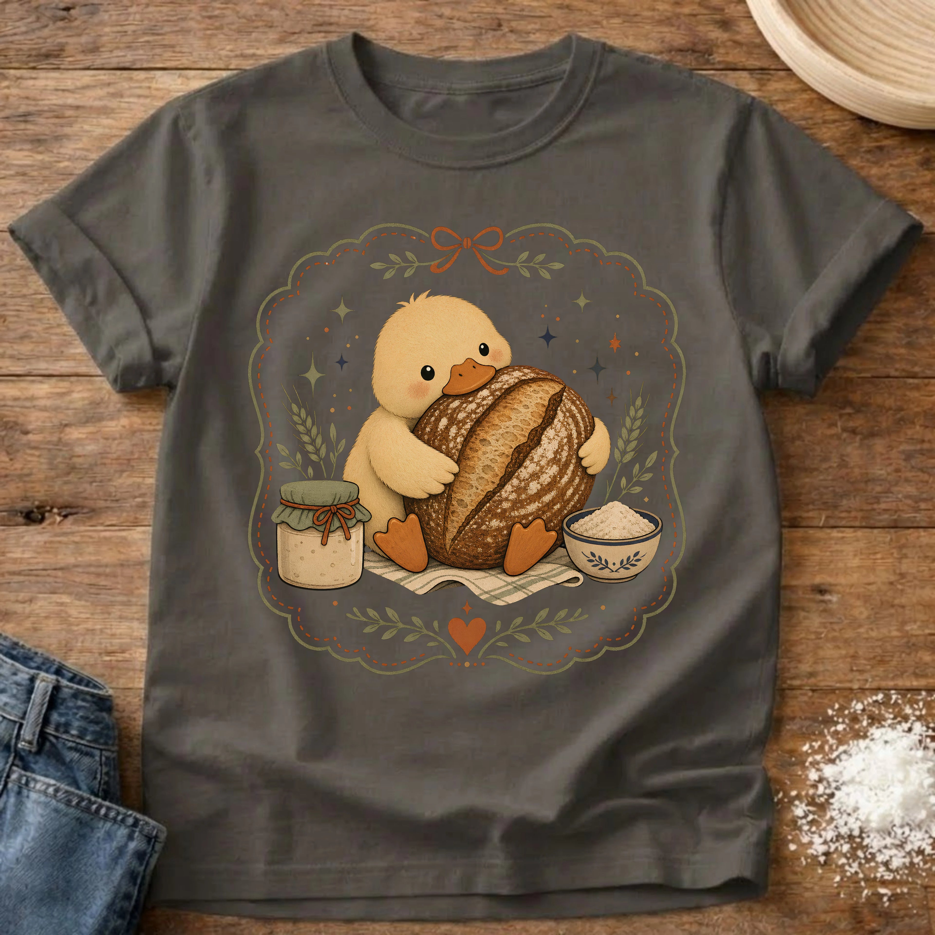 Knead More Fun Adorable Duckling with Boule t-shirt in Pepper