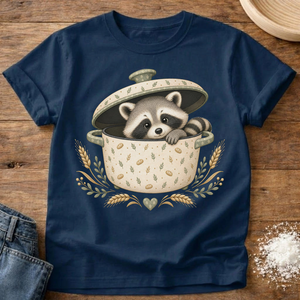 Knead More Fun Adorable Fall Raccoon t-shirt in Navy