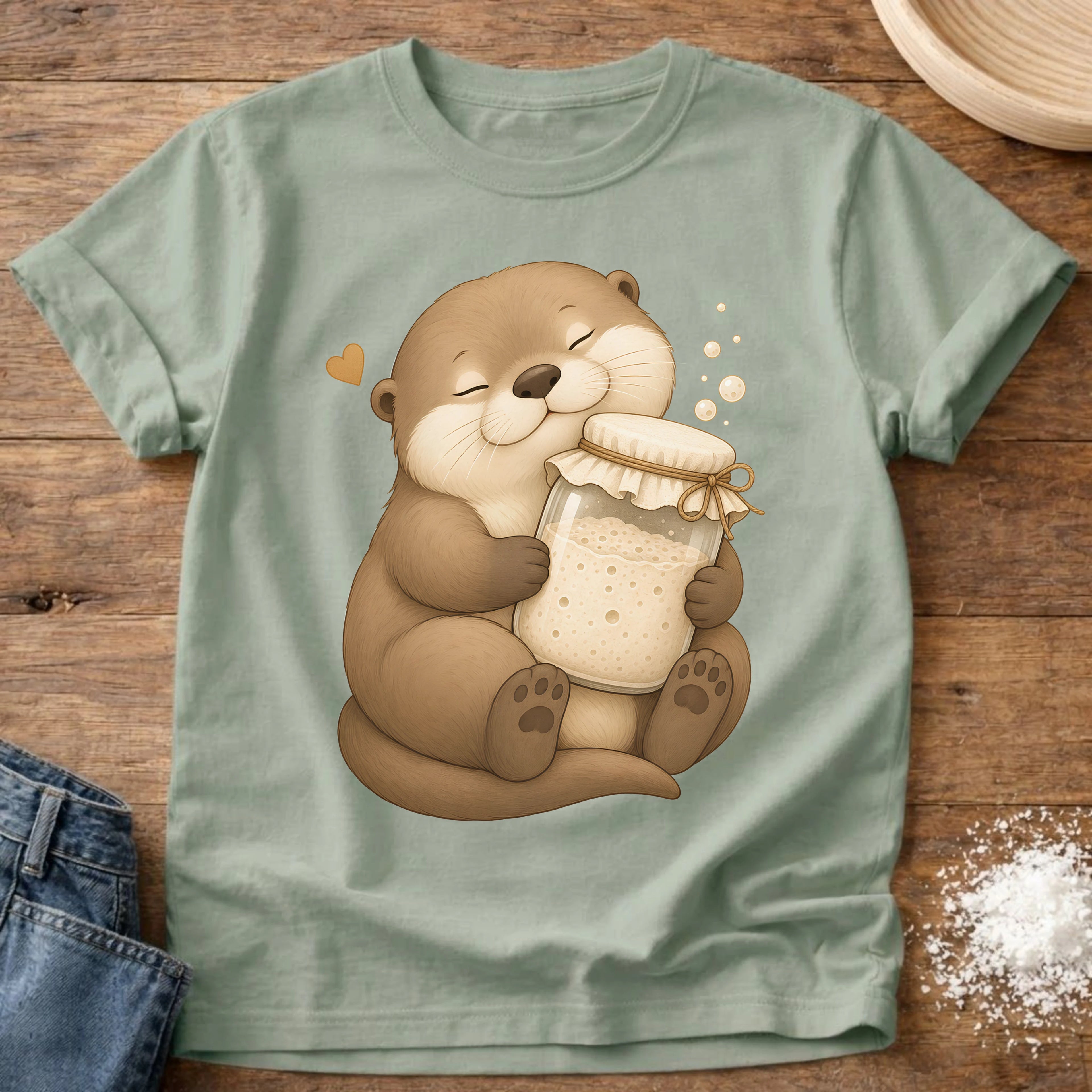 Knead More Fun Adorable Otter Starter Hug t-shirt in Bay