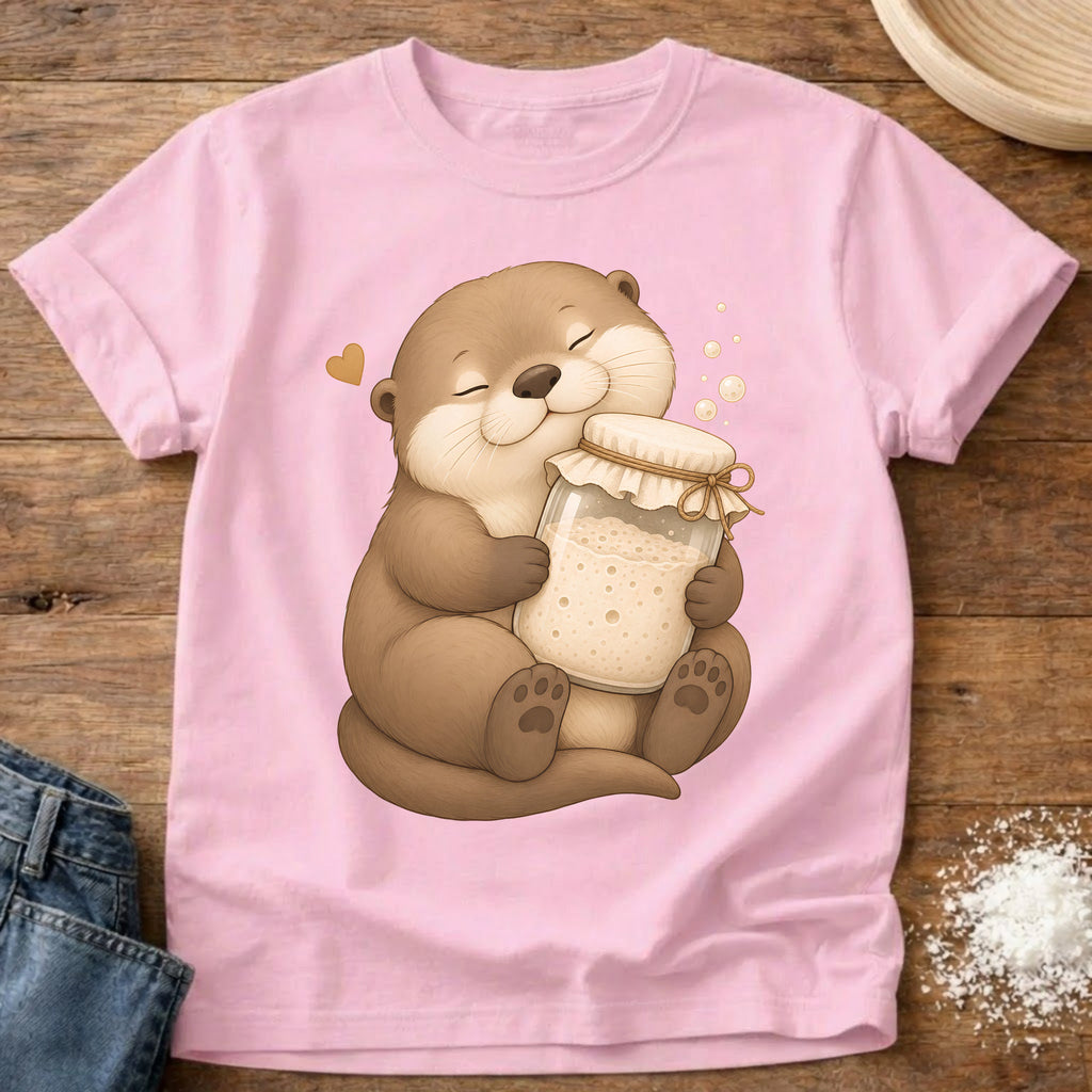 Knead More Fun Adorable Otter Starter Hug t-shirt in Blossom