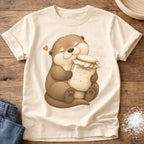 Knead More Fun Adorable Otter Starter Hug t-shirt in Ivory