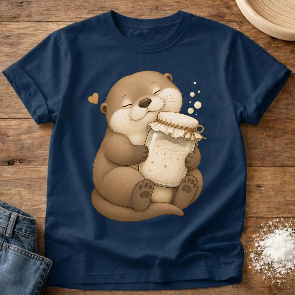 Knead More Fun Adorable Otter Starter Hug t-shirt in Navy