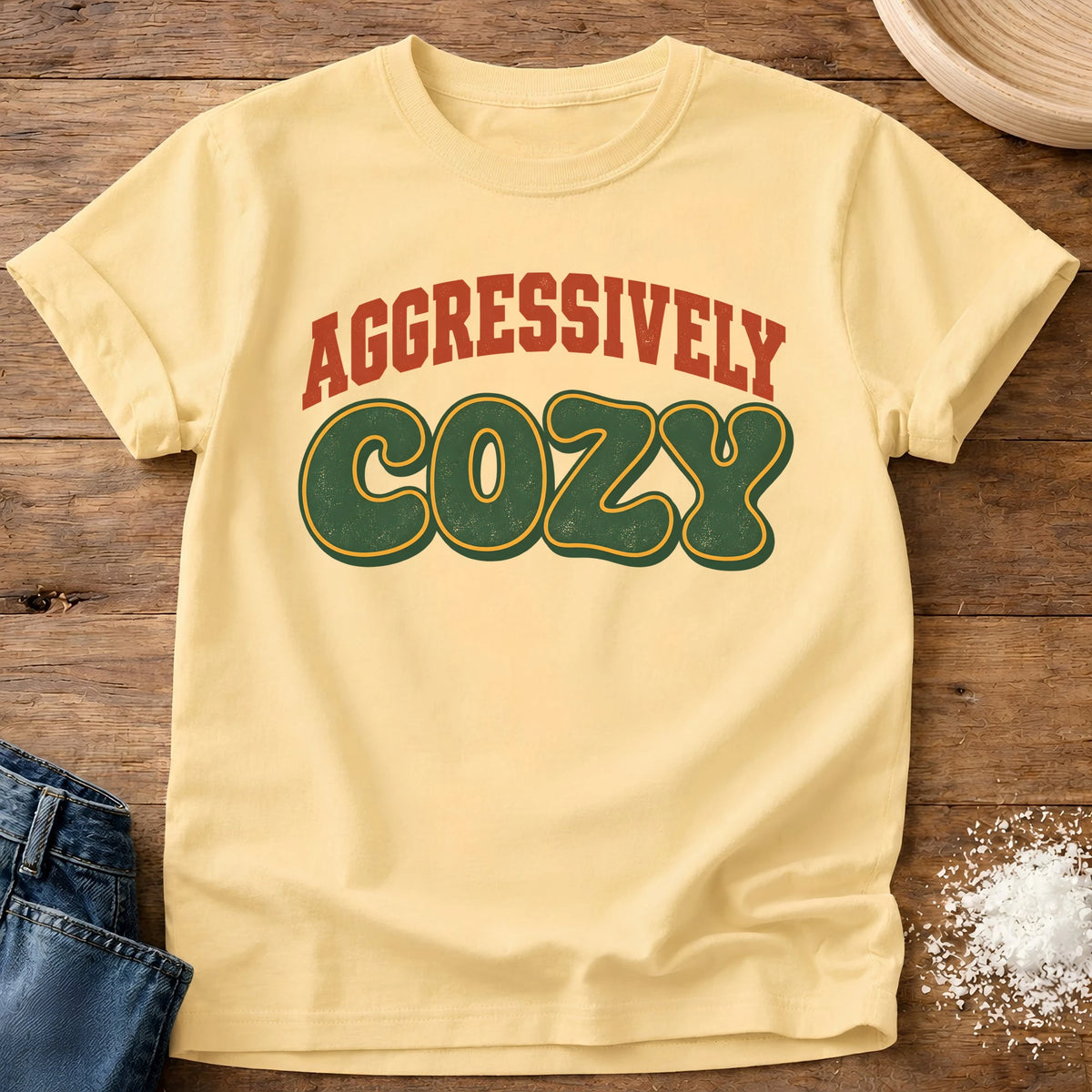 Knead More Fun Aggressively Cozy t-shirt in Butter