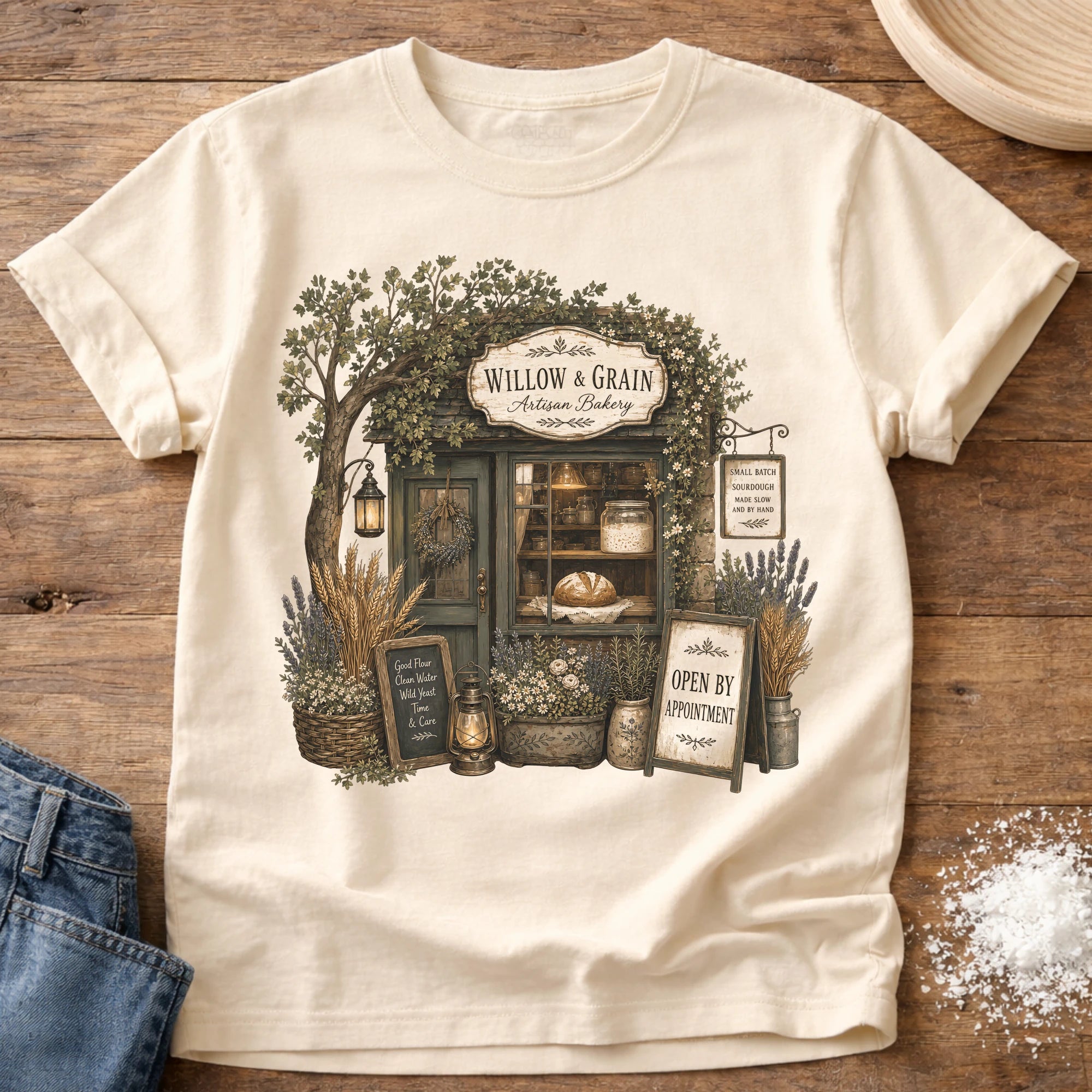 Knead More Fun Artisan Bakery sourdough t-shirt in Ivory