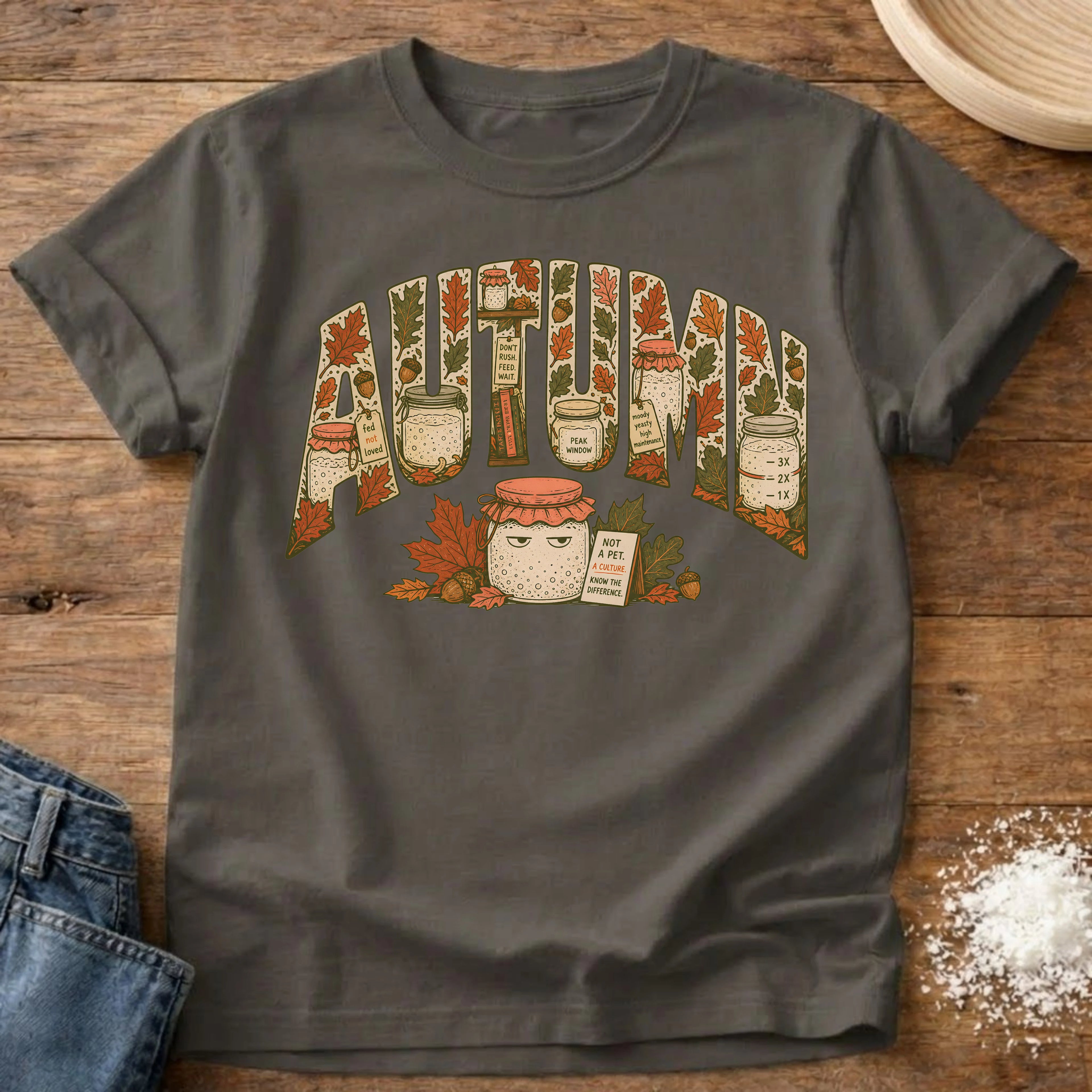 Knead More Fun Autumn Starter t-shirt in Pepper