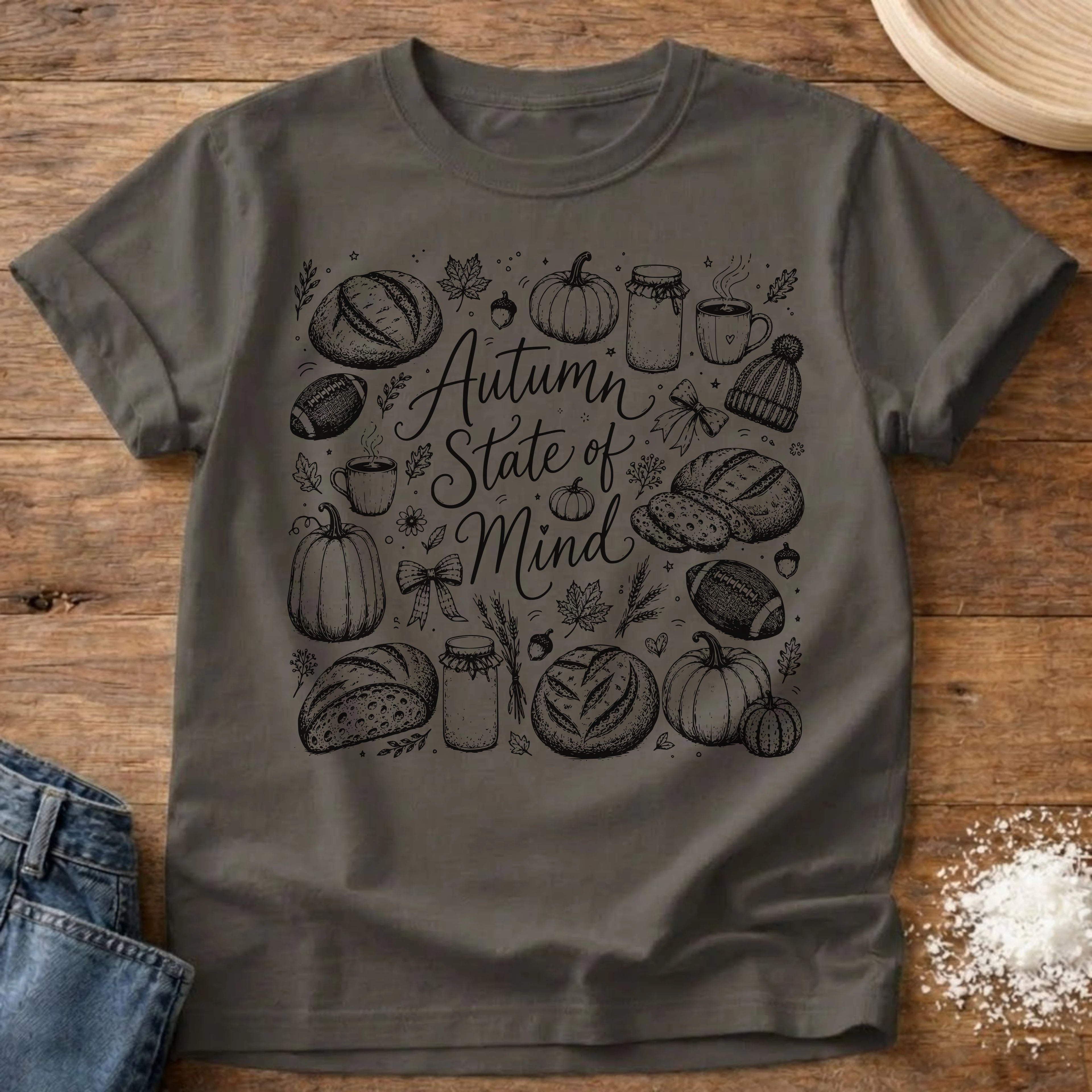 Autumn State of Mind Sourdough T-Shirt Pepper