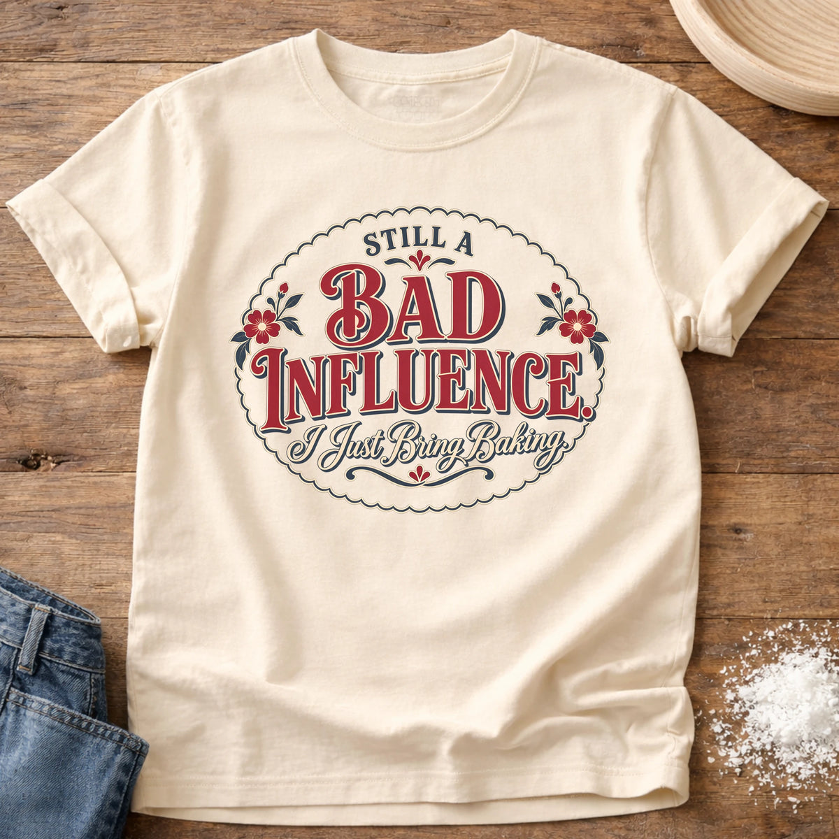 Knead More Fun Bad Influence Baking t-shirt in Ivory