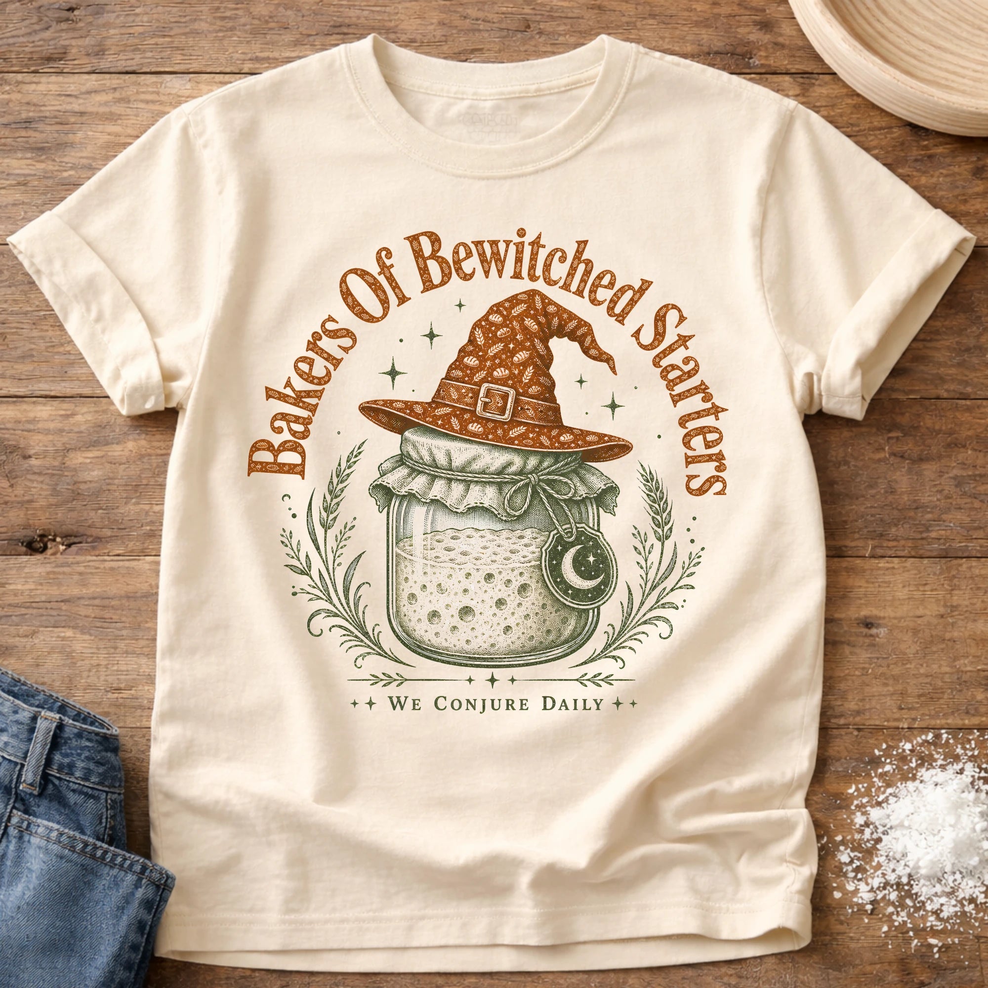 Knead More Fun Bakers of Bewitched Starters t-shirt in Ivory