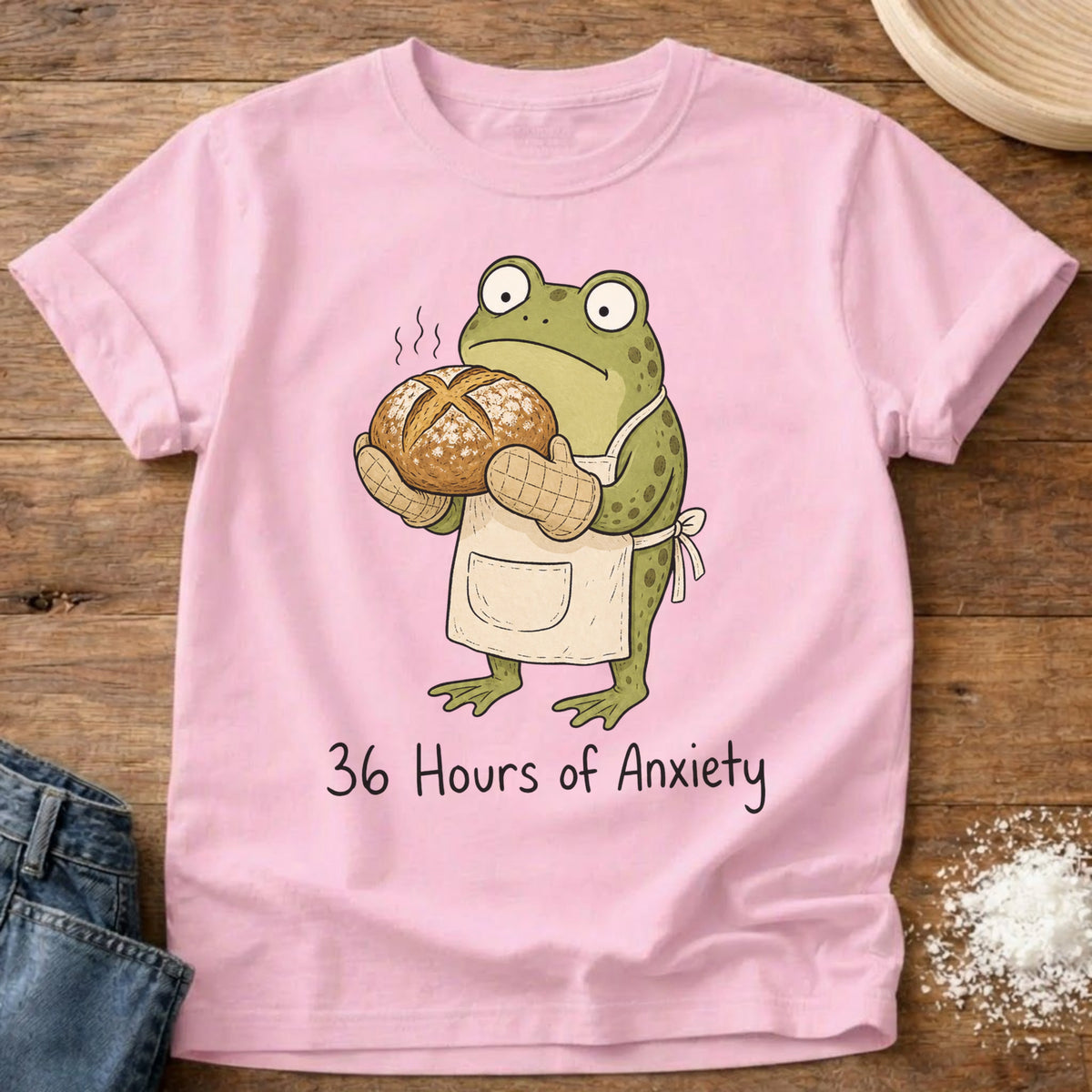 Knead More Fun Baking Panic graphic t-shirt in Blossom