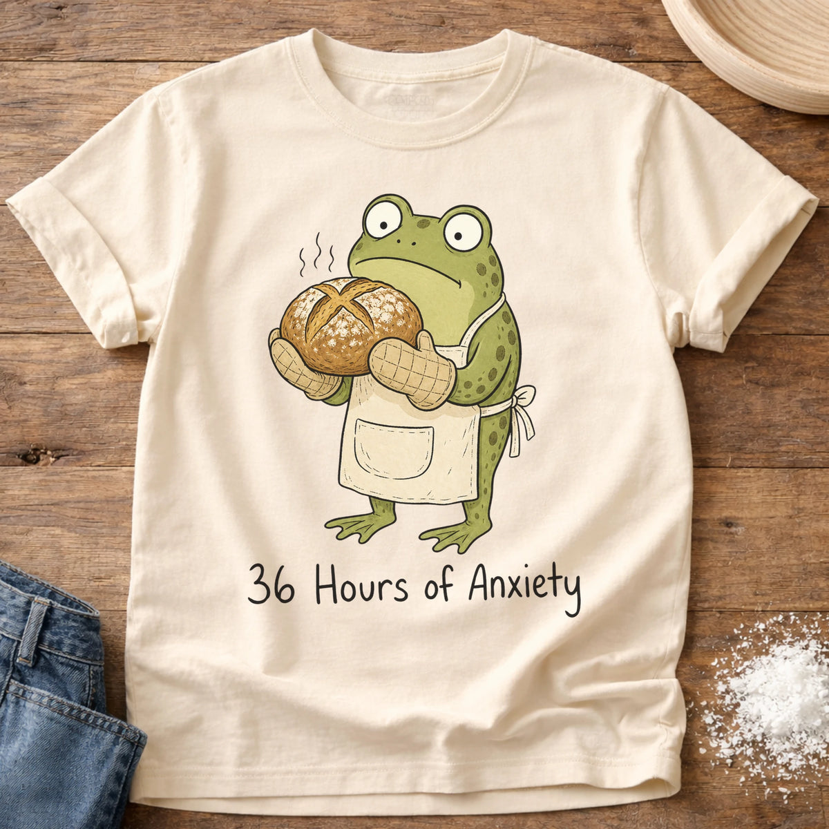 Knead More Fun Baking Panic graphic t-shirt in Ivory