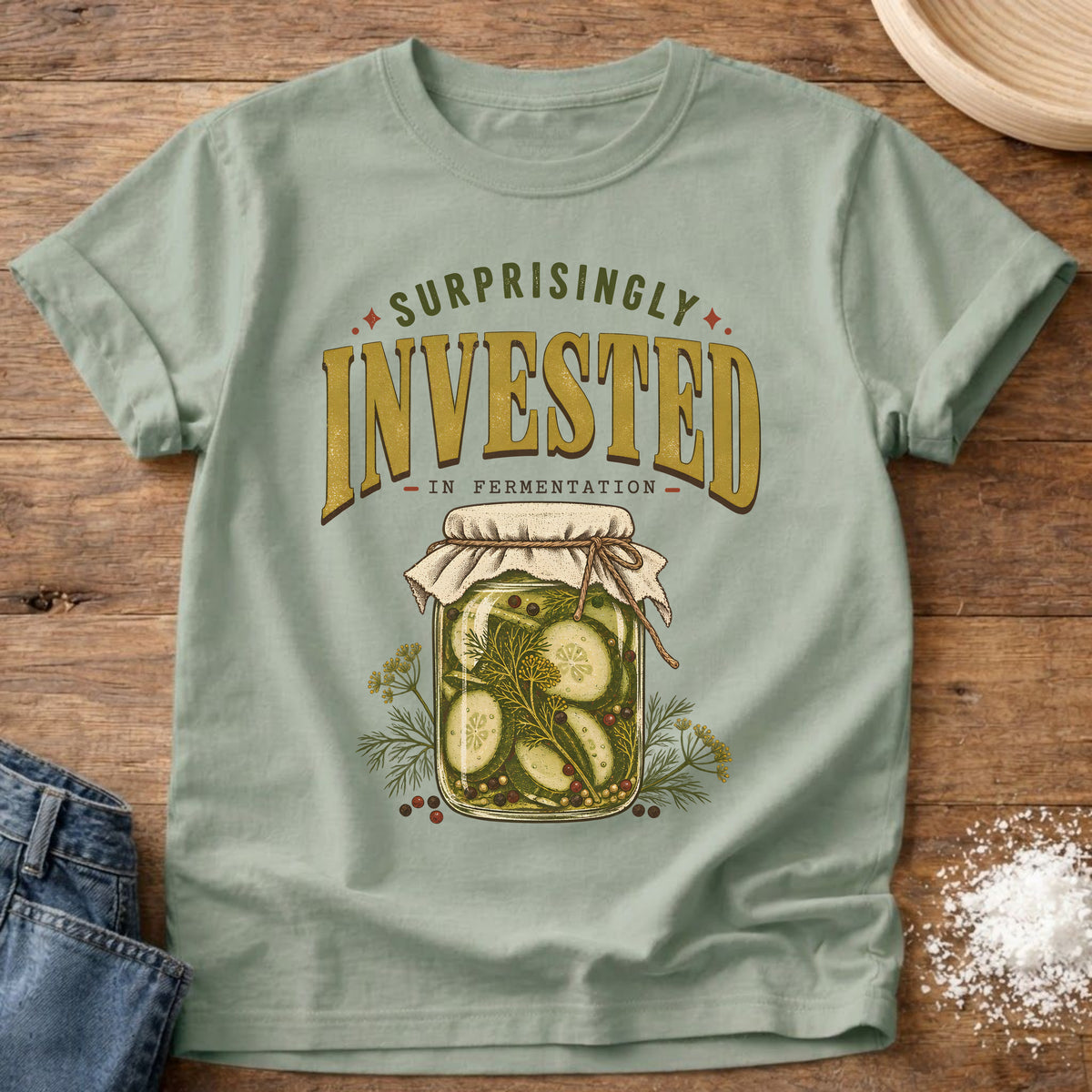 Knead More Fun Invested In Pickles t-shirt in Bay