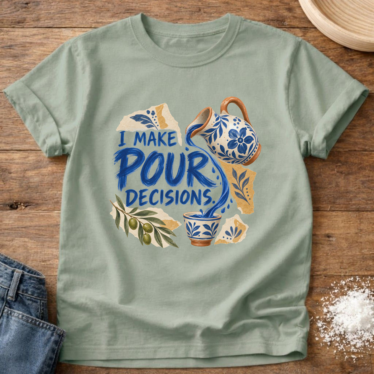 Knead More Fun Pour Decisions graphic t-shirt in Bay