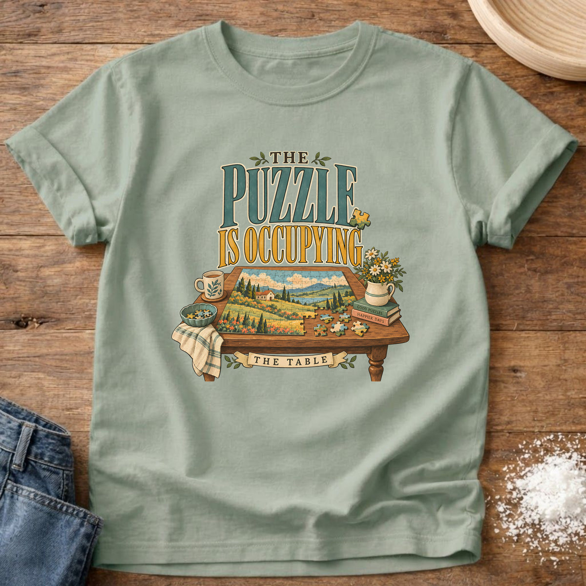 Knead More Fun Puzzle Occupation graphic t-shirt in Bay