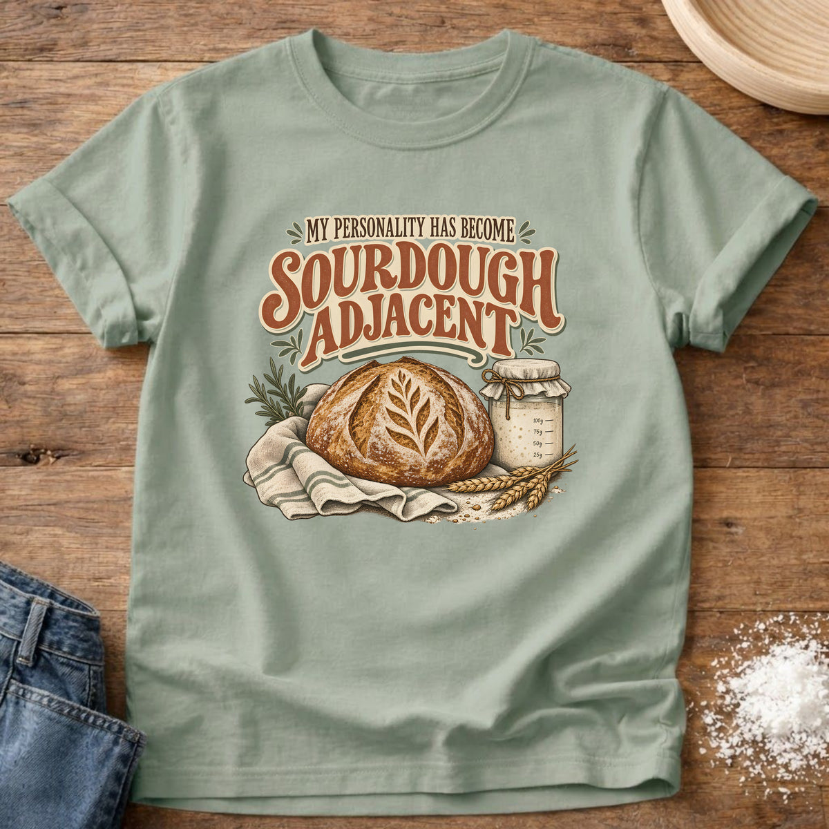 Knead More Fun Sourdough Adjacent t-shirt in Bay