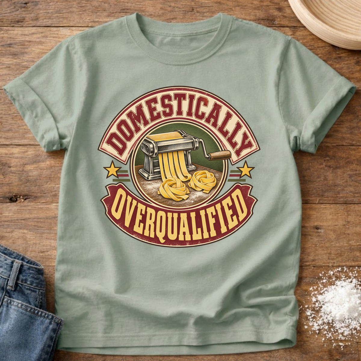 Knead More Fun Domestically Overqualified t-shirt in Bay