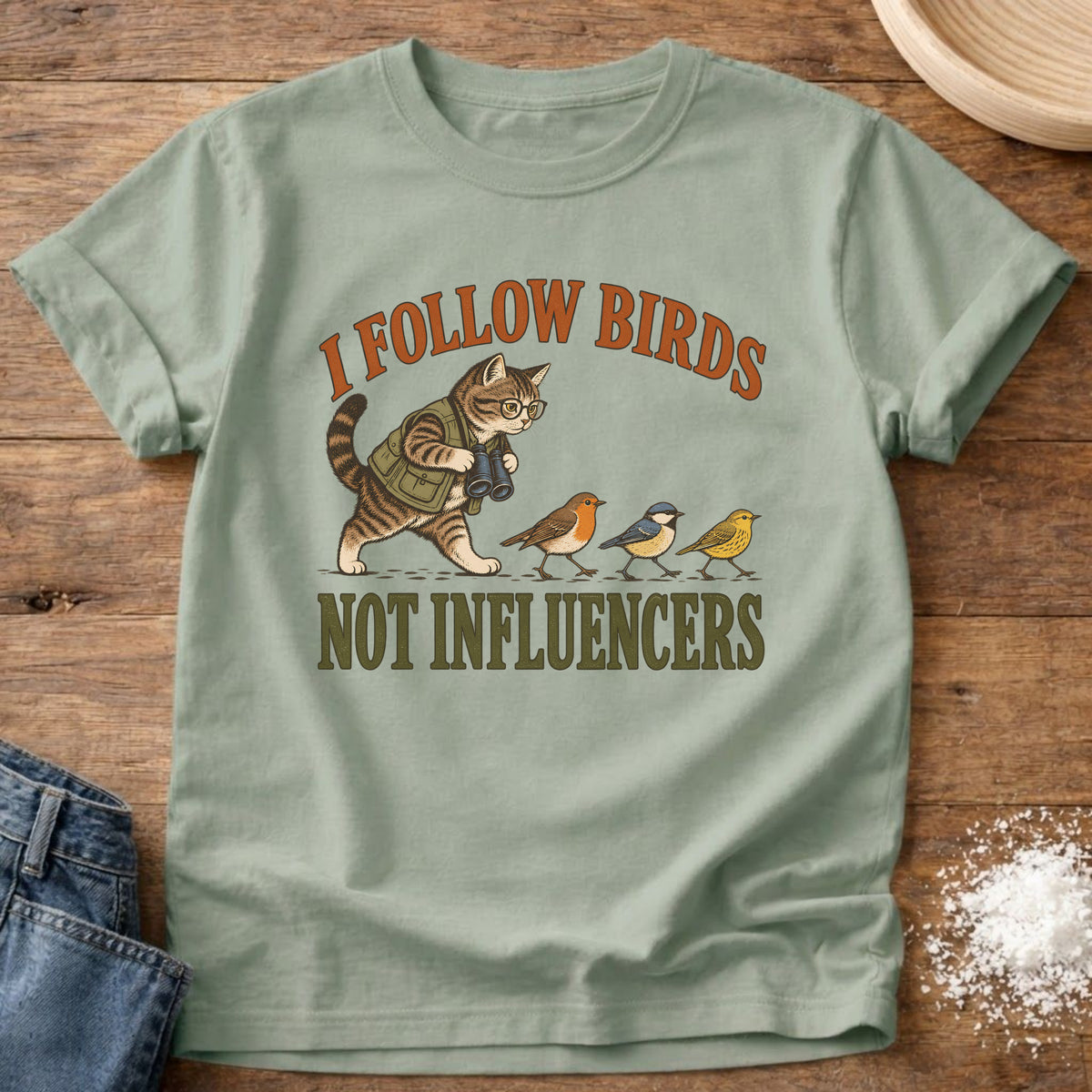 Knead More Fun Follow Birds graphic t-shirt in Bay