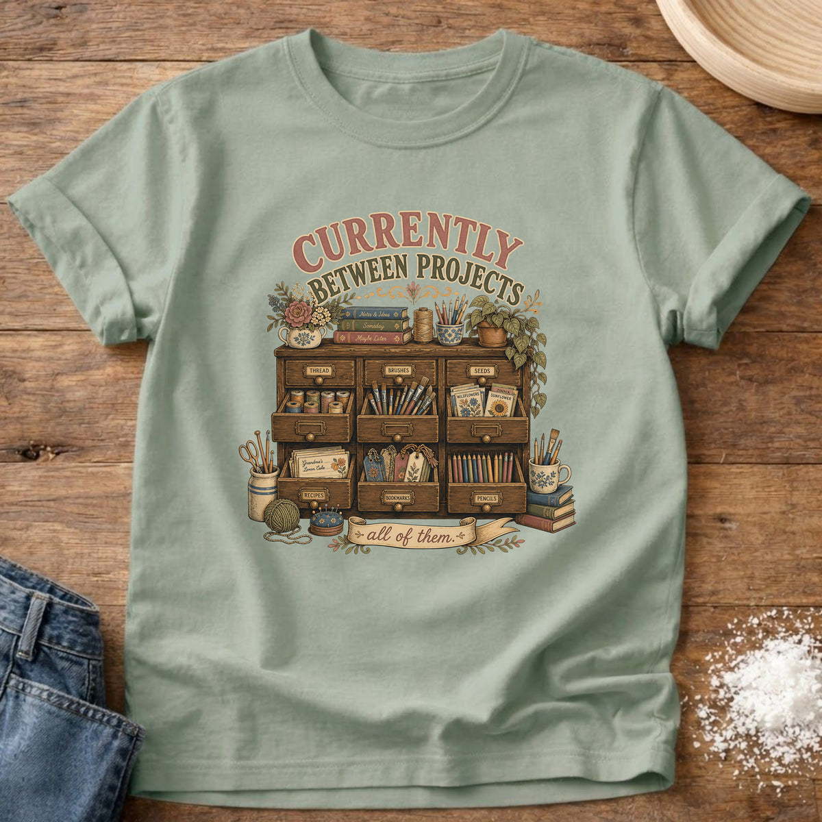 Knead More Fun Between Projects graphic t-shirt in Bay