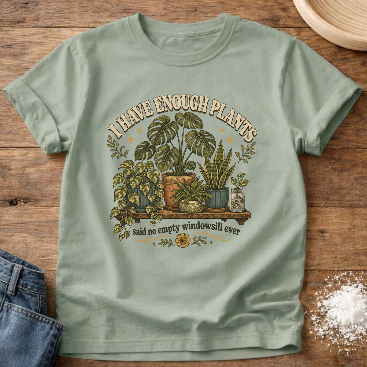 Knead More Fun Enough Plants graphic t-shirt in Bay