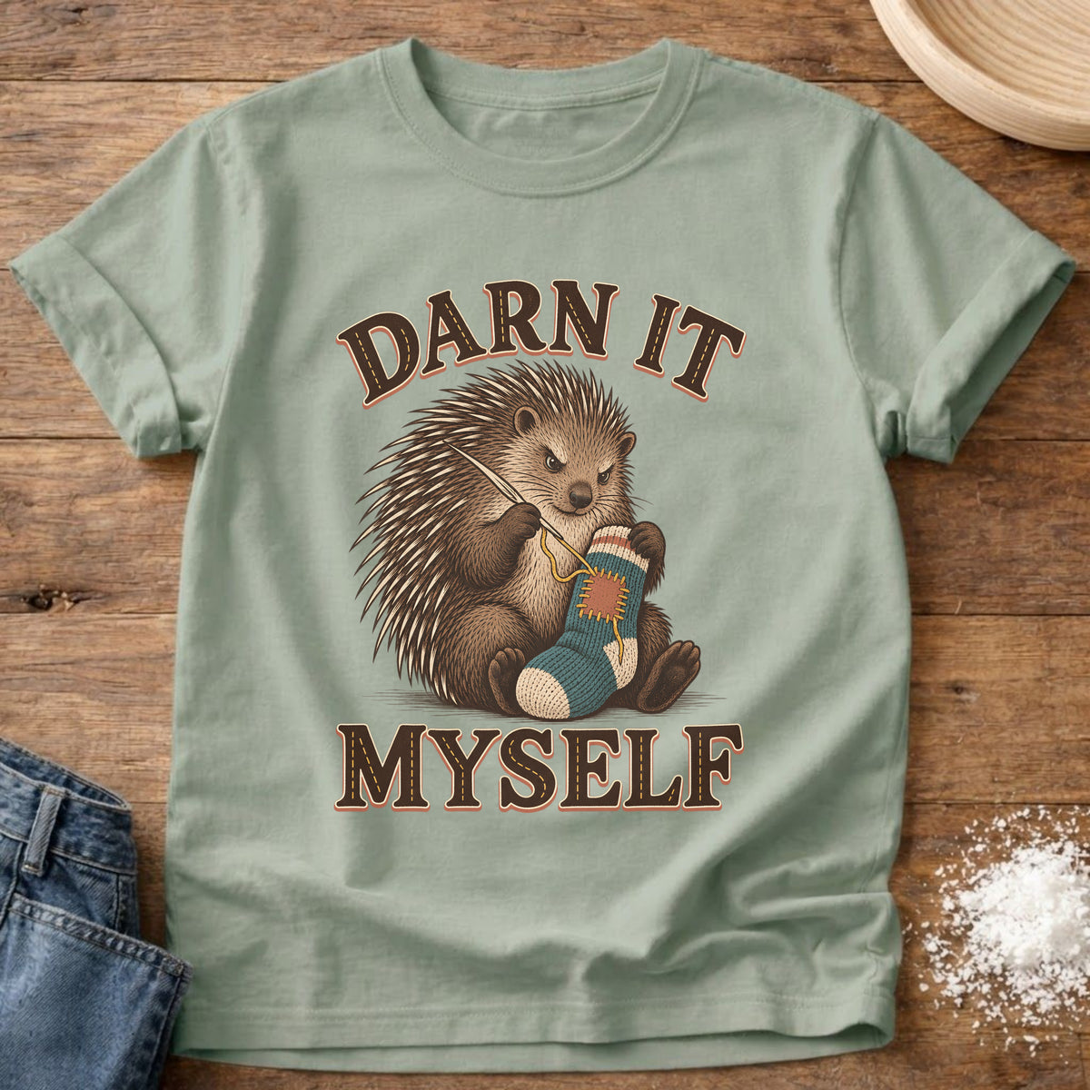 Knead More Fun Darn It graphic t-shirt in Bay