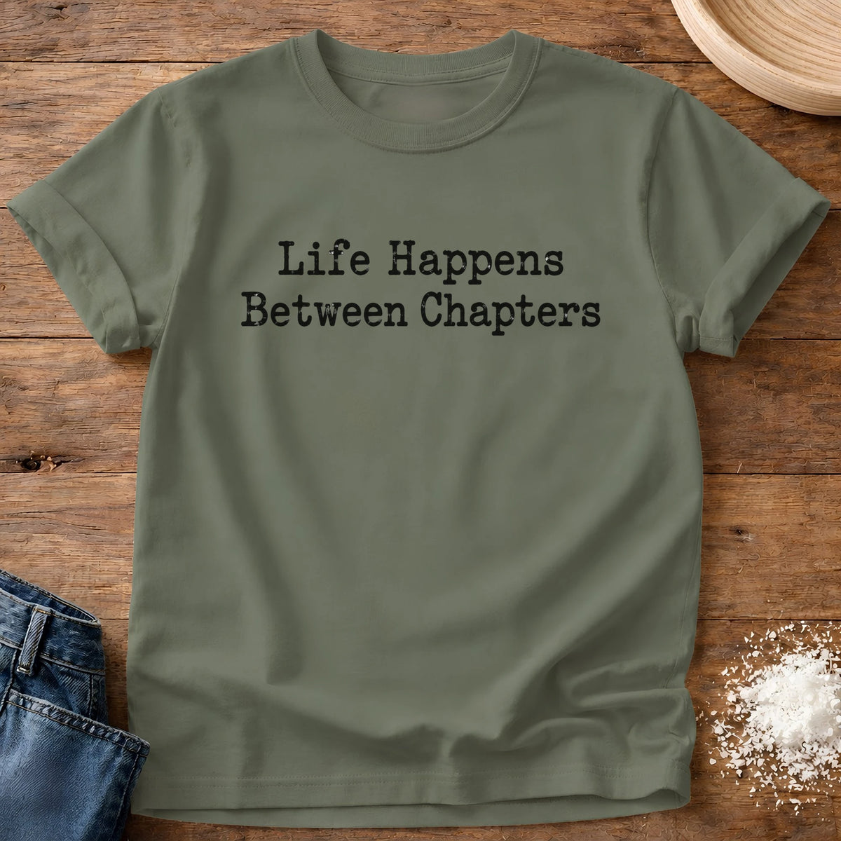 Knead More Fun Between Chapters graphic t-shirt in Moss