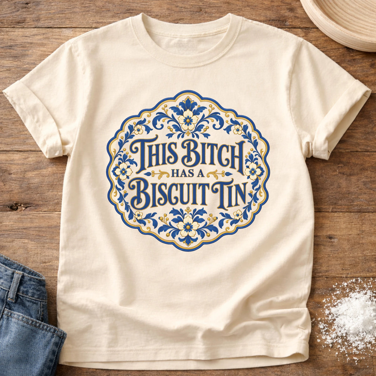 Knead More Fun Biscuit Tin t-shirt in Ivory