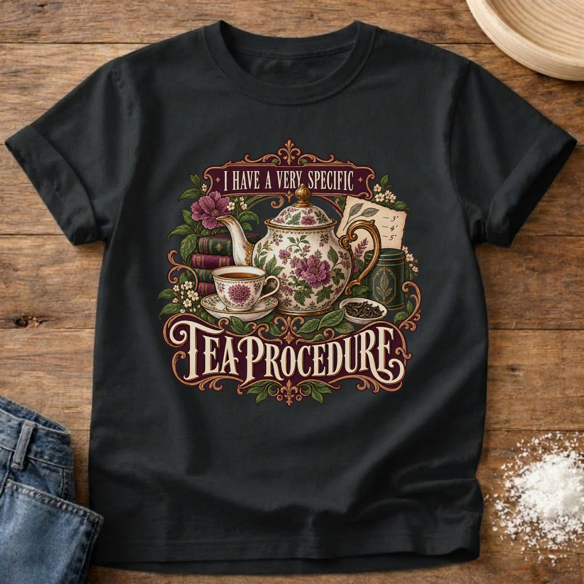 Knead More Fun Tea Proceedure t-shirt in Black