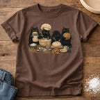 Knead More Fun Black Cat Bakers sourdough t-shirt in Espresso