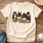 Knead More Fun Black Cat Bakers sourdough t-shirt in Ivory