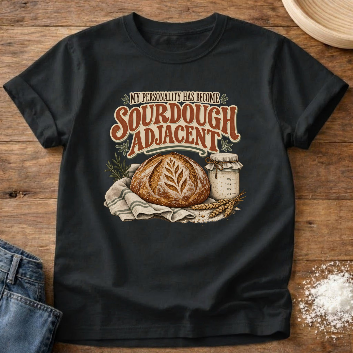 Knead More Fun Sourdough Adjacent t-shirt in Black
