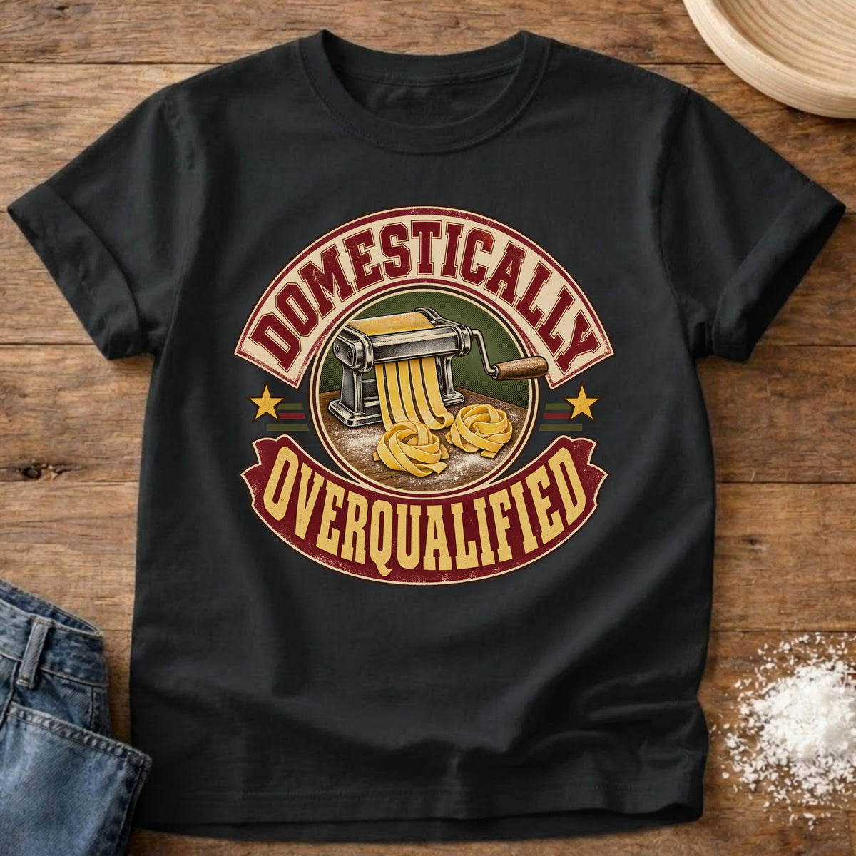 Knead More Fun Domestically Overqualified t-shirt in Black