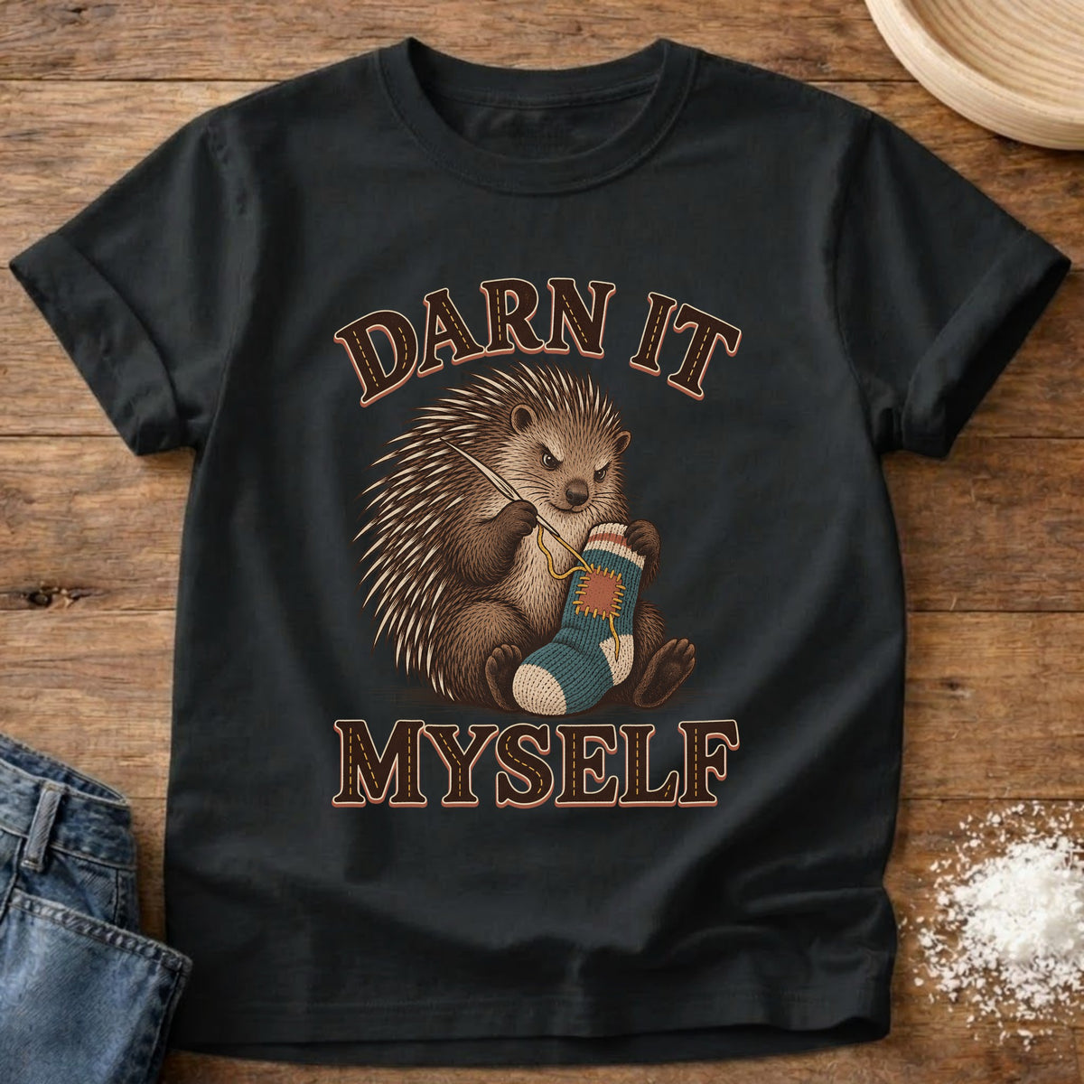 Knead More Fun Darn It graphic t-shirt in Black