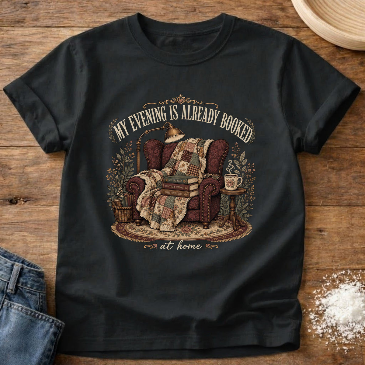 Knead More Fun Booked At Home graphic t-shirt in Black
