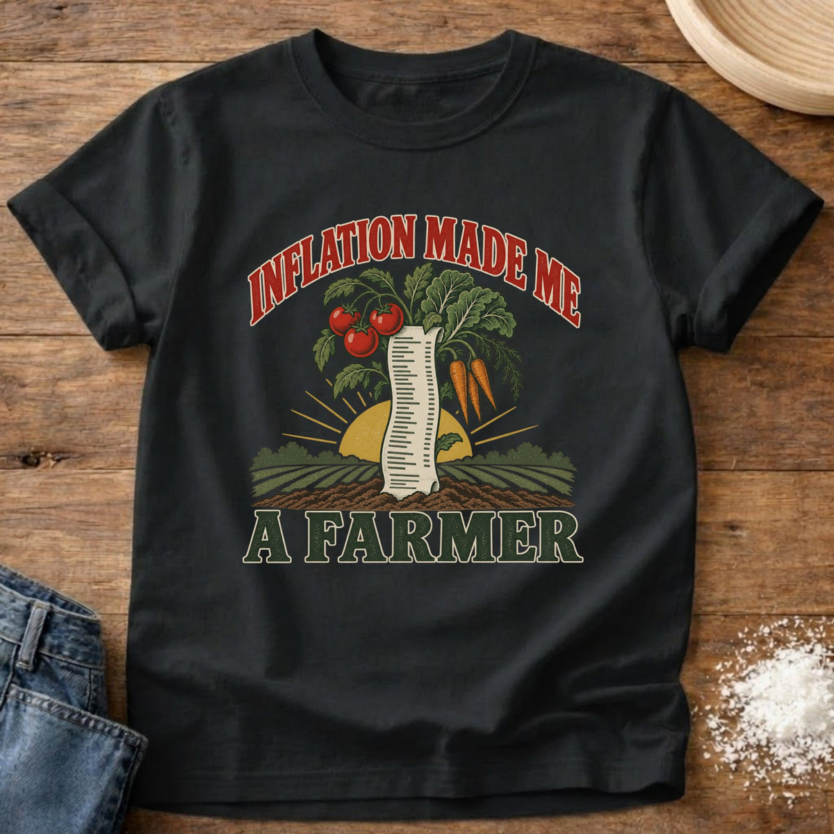 Knead More Fun Inflation Farmer graphic t-shirt in Black