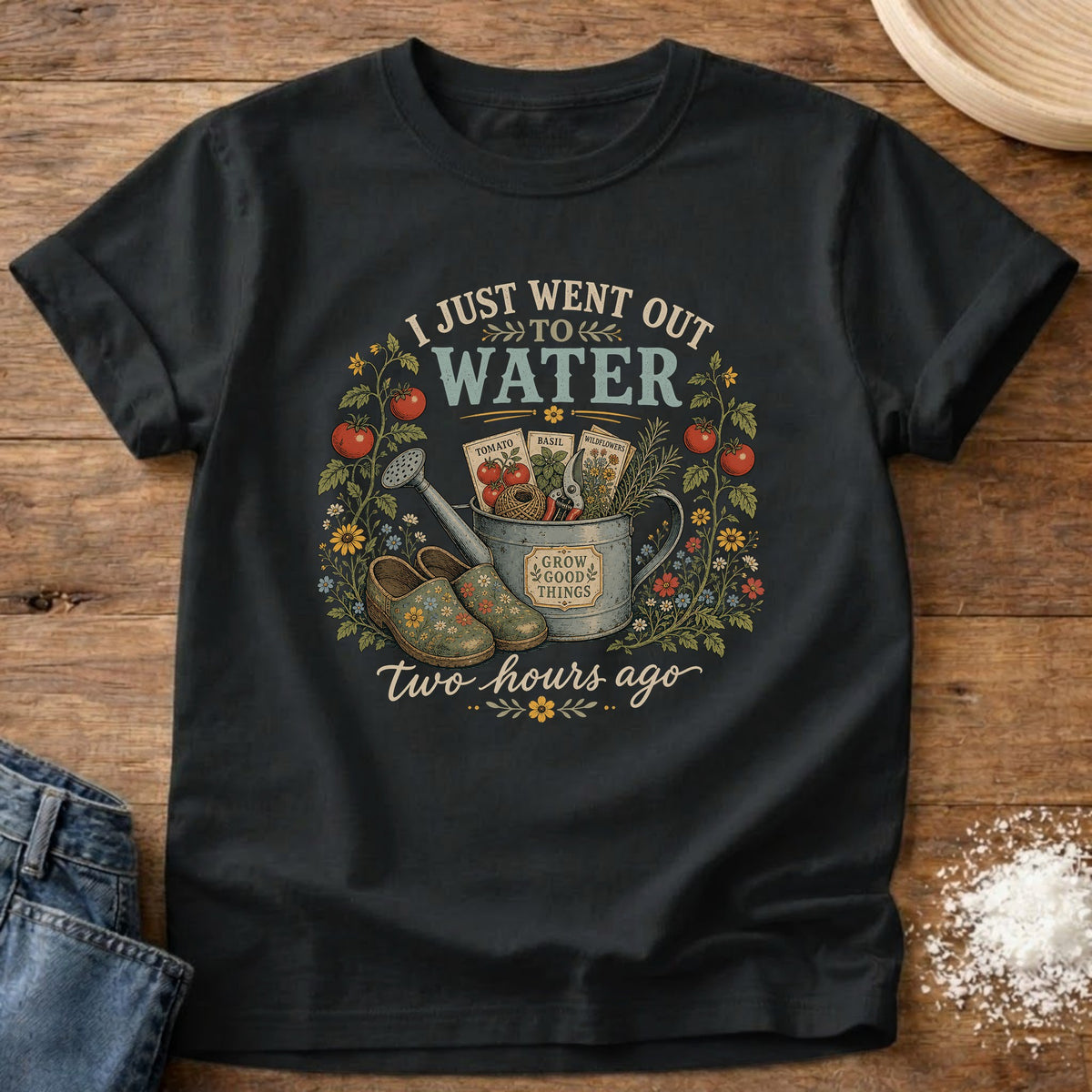 Knead More Fun Water Garden graphic t-shirt in Black