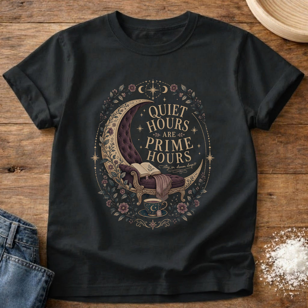 Knead More Fun Quiet Hours graphic t-shirt in Black