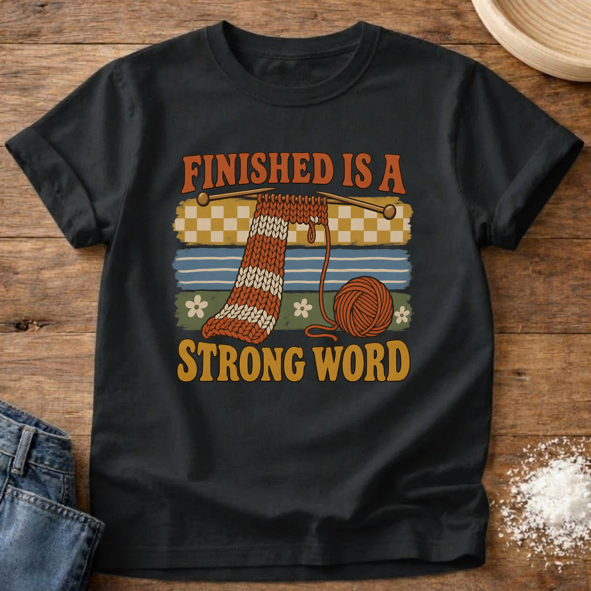 Knead More Fun Strong Word graphic t-shirt in Black