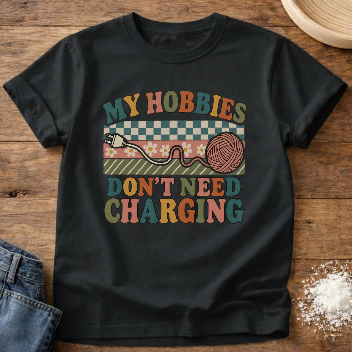 Knead More Fun Don’t Need Charging graphic t-shirt in Black