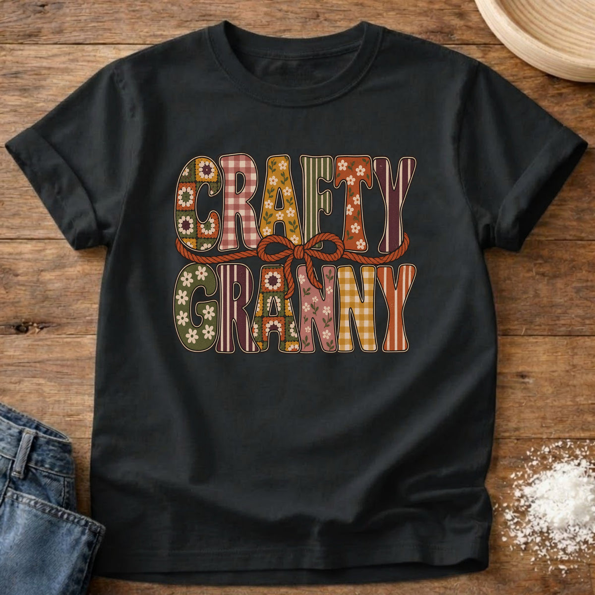 Knead More Fun Craft Granny graphic t-shirt in Black