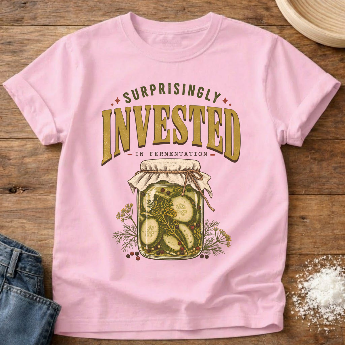 Knead More Fun Invested In Pickles t-shirt in Blossom