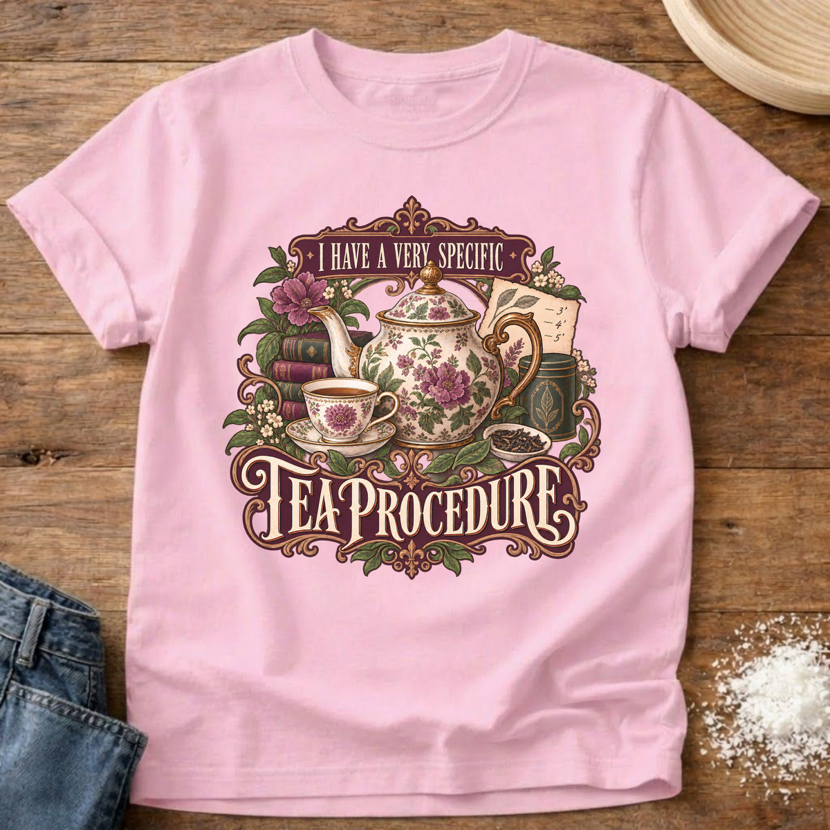 Knead More Fun Tea Proceedure t-shirt in Blossom