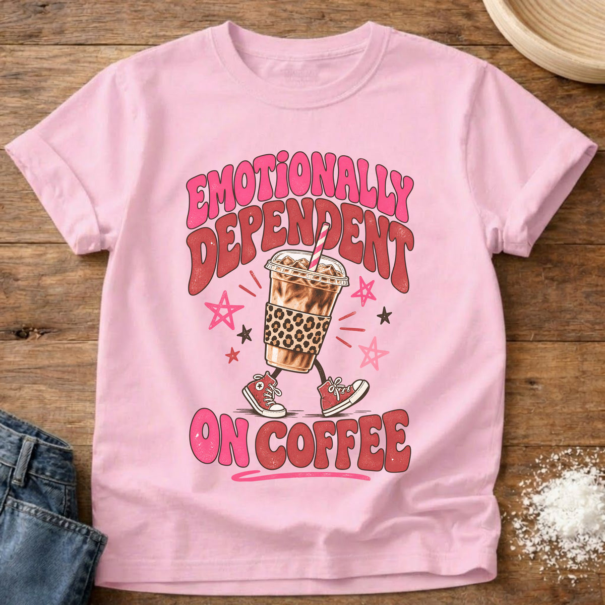 Knead More Fun Coffee Dependent t-shirt in Blossom