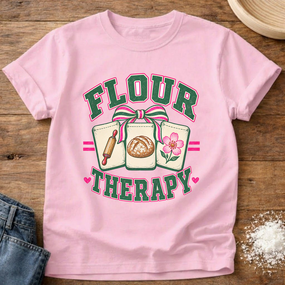 Knead More Fun Flour Therapy t-shirt in Blossom