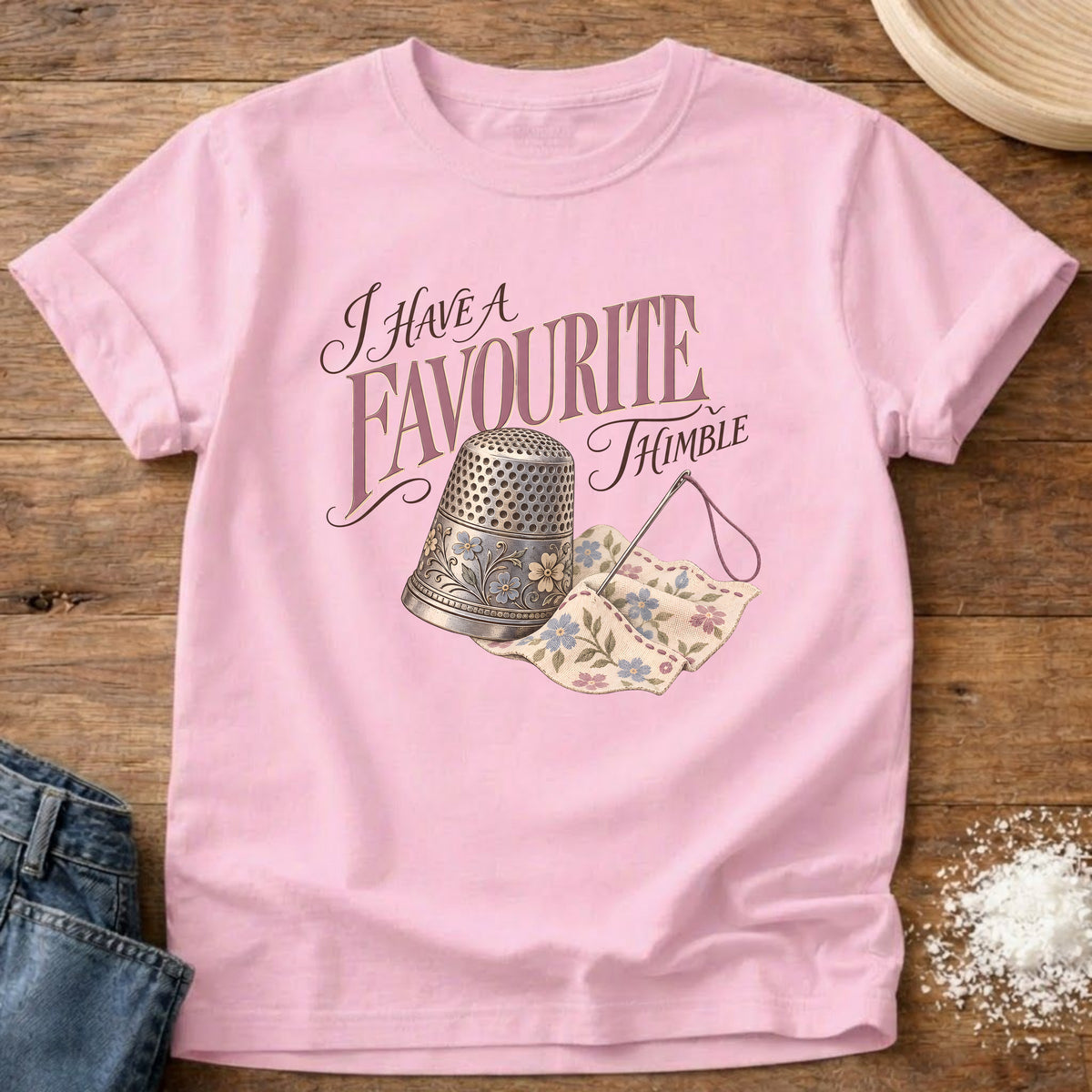 Knead More Fun Favorite Thimble graphic t-shirt in Blossom