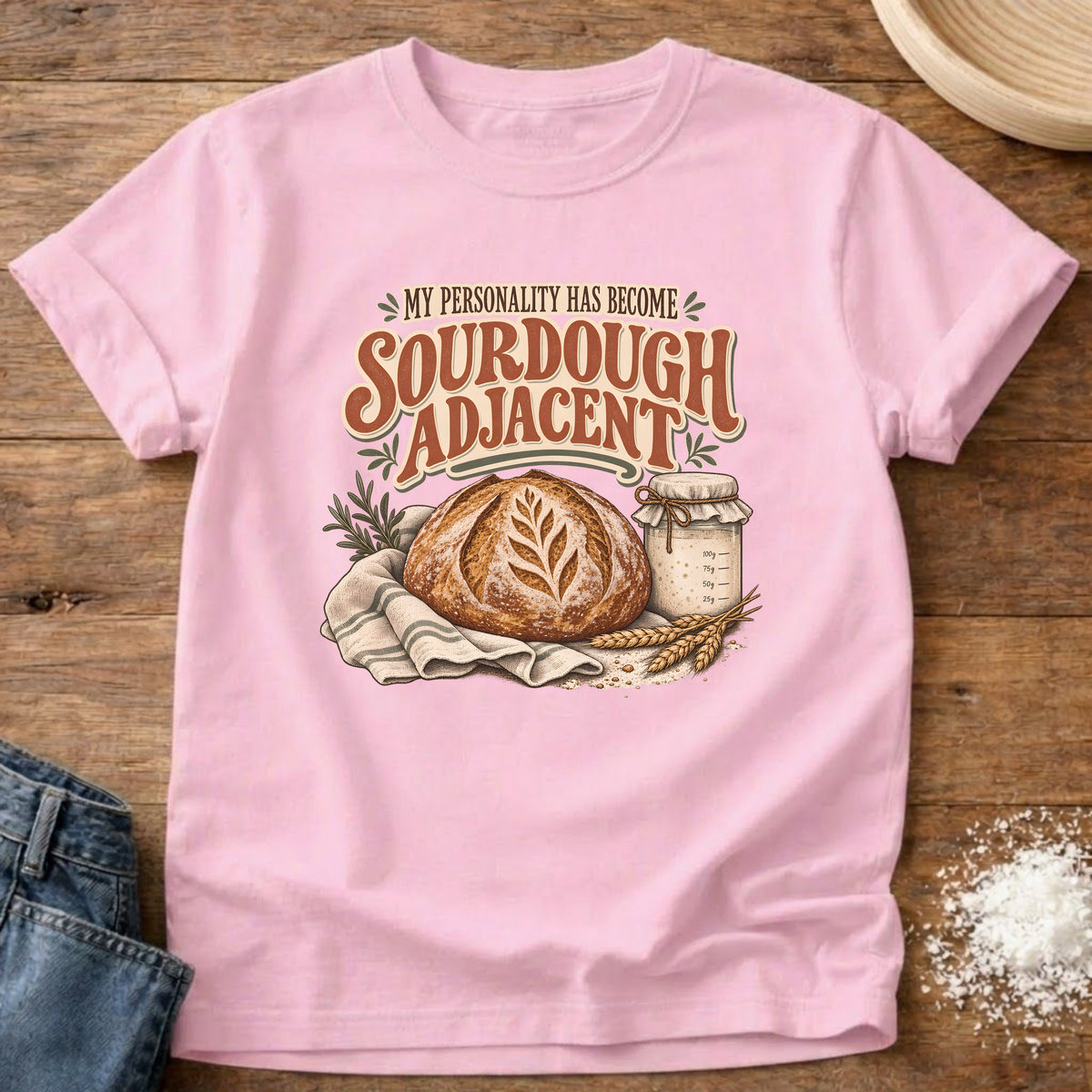 Knead More Fun Sourdough Adjacent t-shirt in Blossom