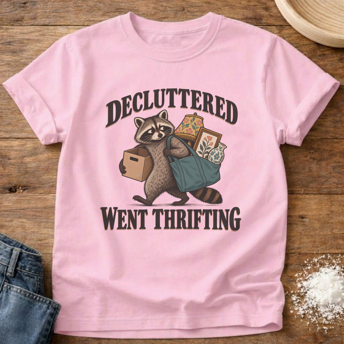 Knead More Fun Decluttered Went Thrifting graphic t-shirt in Blossom